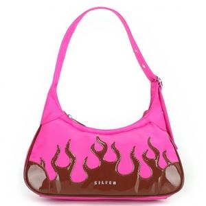 Hot Pink Shoulder Bag w/ Flames